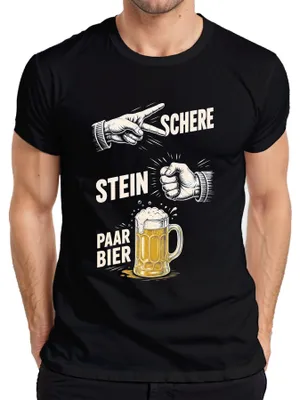 Produktbild von Schere Stein Paar Bier Lustig Saufen Party Statement Sarkasmus Herren T-Shirt, Schwarz, XL