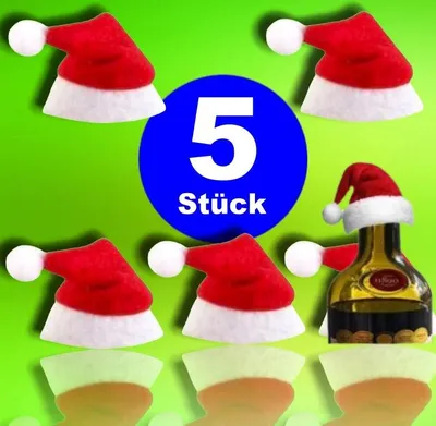 Produktbild von 5x Mini Weihnachtsmütze Nikolausmütze Weihnachtsmannmütze Zipfelmütze Deko