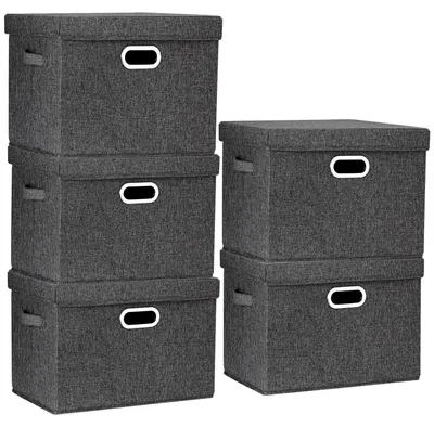 Produktbild von Große Aufbewahrungsbox mit Deckel, Stoff, faltbar, waschbar, 44 x 30 x 29 cm