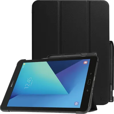 Produktbild von Fintie Hülle für Samsung Galaxy Tab S3 T820 / T825 (9,68 Zoll) Tablet-PC - Ultra Schlank Ständer Schutzhülle Cover Case mit Auto Schlaf/Wach Funktion und eingebautem S Pen Halter, Schwarz