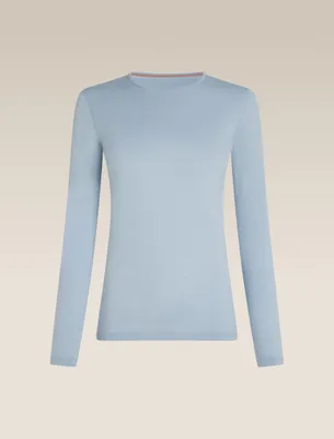 Image de ICEBREAKER - T-shirt manches longues "Oasis" pour femmes, en Laine 200, couleur bleu zinc. Taille M