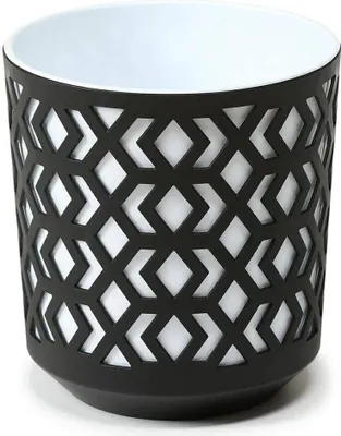Produktbild von HowHomely Blumentopf Rund 15 cm Höhe, Pflanzkübel, Schwarz und Weiß Übertopf für garten balkon