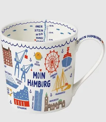 Produktbild von Kaffeebecher Hamburg Highlights, Tasse Kaffee, Landungsbrücken, Elbphilharmonie