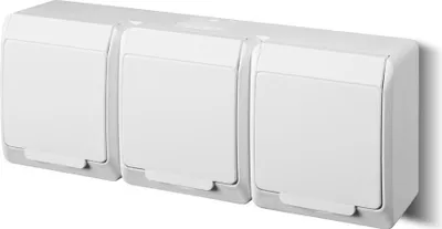 Produktbild von Aufputz AP Schuko dreifach Steckdose IP44 Farbe weiß Feuchtraum HERMES
