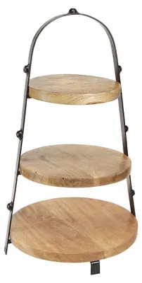 Produktbild von Etagere 3-stöckig Holz Deko Modern Natur Schwarz