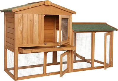 Produktbild von Geräumiger Kaninchenstall für kleine Tiere - 2 Etagen, 147x52x85 cm