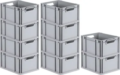 Produktbild von SparSet 10x Eurobox NextGen Economy | Griffe offen |HxBxT 22x30x40cm | 20 Liter | Eurobehälter, Transportbox, Transportbehälter, Stapelbehälter