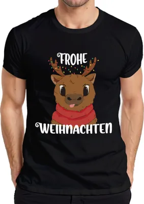 Produktbild von Frohe Weihnachten Rentier Süß - Weihnachten Weihnachtsgeschenk Christmas Herren T-Shirt, Schwarz, XL