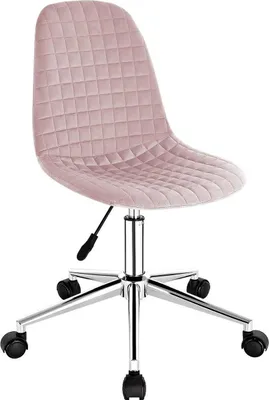 Zdjęcie produktu dla Taboret roboczy - Różowy aksamit - Ergonomiczny - Na kółkach - Regulowana wysokość - Bez podłokietników