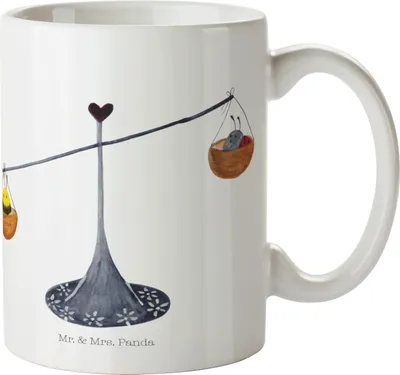 Produktbild von Mr. & Mrs. Panda Plastikbecher Sternzeichen Waage - Weiß - Geschenk, Schulkind Tasse, Pott, Kindertasse, Hummel, Marienkäfer, Mehrwegbecher, Gleichgewicht, Biene