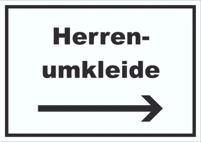 Produktbild von Herrenumkleide Schild mit Text und Richtungspfeil rechts waagerecht A4 (210x297mm)