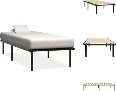 Image de vidaXL Cadre de lit noir métal 90×200 cm - Lits et sommiers à lattes