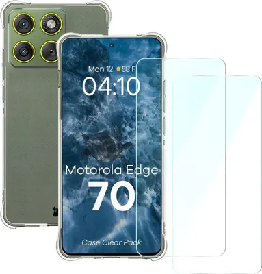 Produktbild von Schutzhülle + 2x gehärtetes Glas für Motorola Edge 70, Bizon Case Clear Pack, Transparent