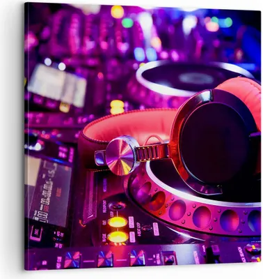 Produktbild von Bild auf Leinwand - Leinwandbild - DJ Disco Nachtclub Audio - 60x60cm - Wand Bild - Wanddeko - Leinwanddruck - Bilder - Kunstdruck - Wanddekoration - Leinwand bilder - Wandkunst - AC60x60-2404