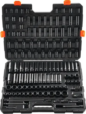 Produktbild von Steckschlüsselsatz 130-teilig 3/8 1/2 Zoll SAE Metrisch Antrieb Entferner