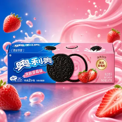 Immagine prodotto di Biscotti ripieni al gusto di fragola, Oreo Sandwich, 97g (prodotto in Cina)