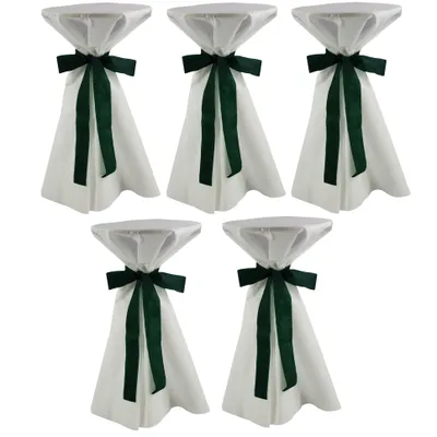 Produktbild von 5 Stück Stehtischhusse 80cm Ø Sensalux, weiß, Schleifenband grün