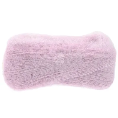 A single ball of pink yarn on a white background.