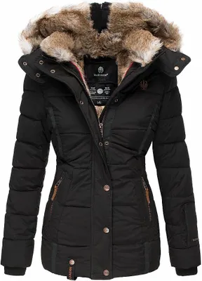Produktbild von Marikoo Damen Winterjacke Steppjacke Kurz Parka Jacke Kapuze gefüttert NEKOO Schwarz Gr: 44 - XXL
