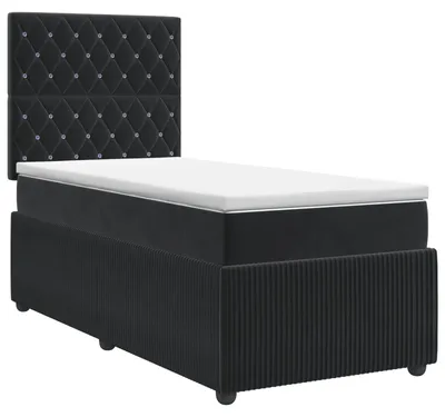 Produktbild von Boxspringbett mit Matratze Schwarz 100 x 200 cm Samt