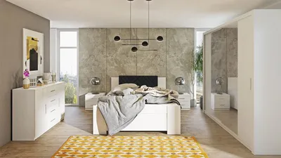 Obrázek produktu pro Ložnicová sestava s postelí 160x200 CORTLAND 5 - bílá / černá