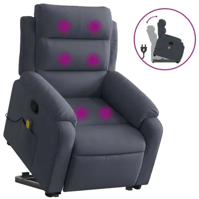Produktbild von vidaXL Massagesessel mit Aufstehhilfe Dunkelgrau Samt