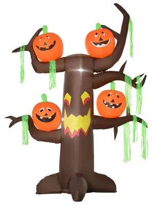 Produktbild von Aufblasbarer Spukbaum Kürbis Halloween Deko Figur Luftfigur mit LED Beleuchtung, Polyester, 180x80x240cm