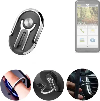 Produktbild von K-S-Trade 3in1 Smartphone-Ring Handy-Ring kompatibel mit Emporia Smart.3 Fingerhalterung  Handyring Tischständer Lüftungsgitter-Halterung Tisch