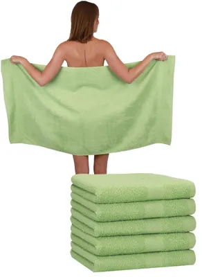 Produktbild von Betz 6 Stück Duschtücher 70 x 140 cm PREMIUM 100% Baumwolle Liegetuch Strandtuch   Farbe: apfelgrün