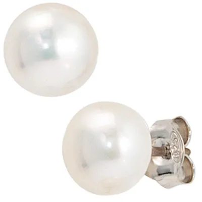 Produktbild von Stecker Ohrstecker Süßwasser-Perle weiß 925 Silber Ohrschmuck Damen