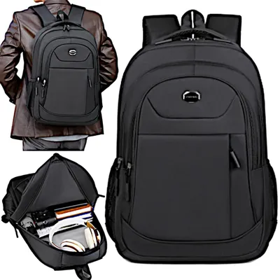 Image de Sac à dos pour homme et femme, pour le travail et l'école, pour ordinateur portable, imperméable, noir