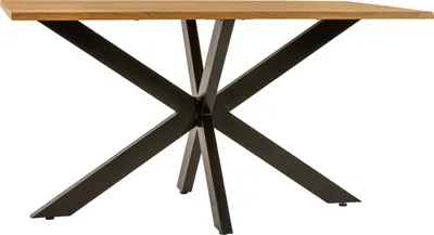 Produktbild von Esstisch Baumkante massiv Eiche geölt 120 x 80 cm Spider-Gestell schwarz SALVADOR