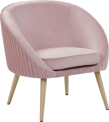 Produktbild von BELIANI Sessel Rosa Samtstoff Gummibaumholz Retro-Stil Wohnzimmer