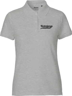 Produktbild von Huuraa Damen Polo Shirt Küstenjunge Schriftzug M Sport Grey Bio Baumwolle Fairtrade Poloshirt Geschenkidee
