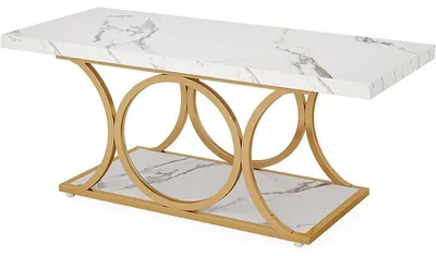 Obrázek produktu pro Konferenční stolek HOGA-C0848X, 118 x 56,4 x 46,9 cm, bílo/zlatý