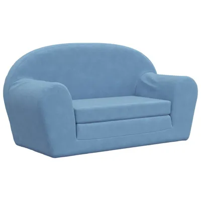 Produktbild von Kinder-Schlafsofa 2-Sitzer Blau Weicher Plüsch