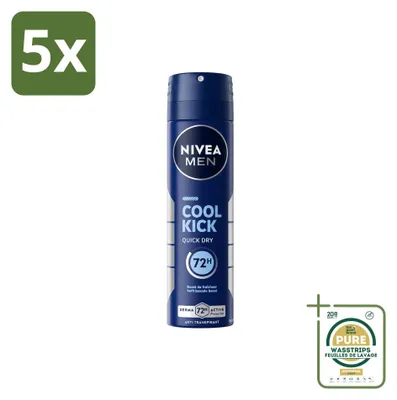 Produktbild von 5 x NIVEA MEN Deodorant Spray Cool Kick 150 ml - Vorratspackung - 5 Stücke