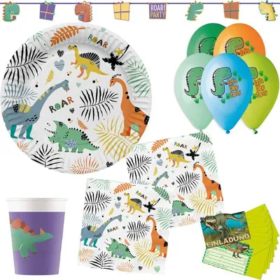Produktbild von Partyset Dinosaurier Party Deko Set Dino Kindergeburtstag Geburtstag Dekoration