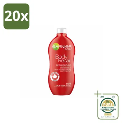 Immagine prodotto di 20 confezioni di crema corpo riparatrice Garnier - 400 ml - Confezione da 20 pezzi