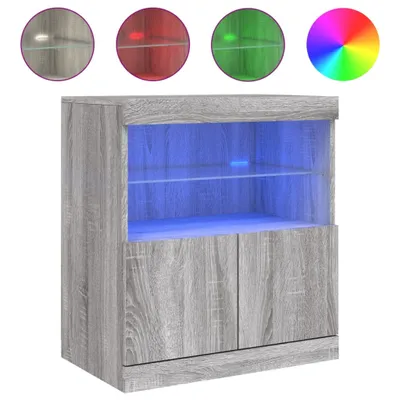 Image de Buffet avec lampes LED Gris Sonoma 60x37x67 cm