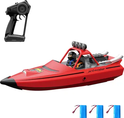 Obrázek produktu pro Loď na dálkové ovládání, 2,4 GHz, 28 km/h, loď na dálkové ovládání, hračka, dárek pro děti, dospělé, chlapce, upozornění na vybitou baterii/připomenutí přebytku/chlazení vodou/ochrana proti převrácení/turbojet napájení 3 baterie