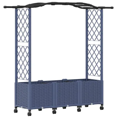 Zdjęcie produktu dla VidaXL Podwyższona grządka z kratką do pnączy i daszkiem, szara, 164 x 40 x 144 cm, PP