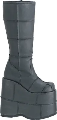 A single black platform boot shown against a white background.