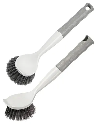 Image de 2 brosses de nettoyage pour vaisselle, noires, avec poignée antidérapante