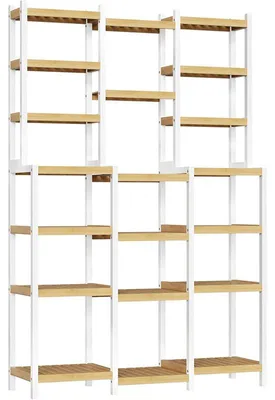 Zdjęcie produktu dla 7-poziomowy regał magazynowy FBA-031, 105 x 28 x 160,7 cm, bambus/biały