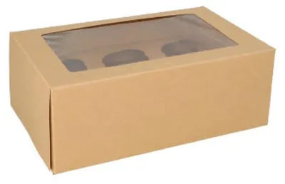 Produktbild von PAPSTAR Cupcake-Kartons eckig mit Sichtfenster, 10x27x17,5 cm | Folie (25 Stück)