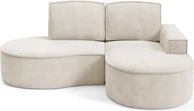 Produktbild von DomoHome Ecksofa MOLLY Ohne Schlaffunktion – Halbkreisförmig, Curio-Bouclé-Stoff, Mit Losen Rückenkissen, Weicher Bouclé-Bezug, 210x157x88 cm, Rechte SeiteBeige