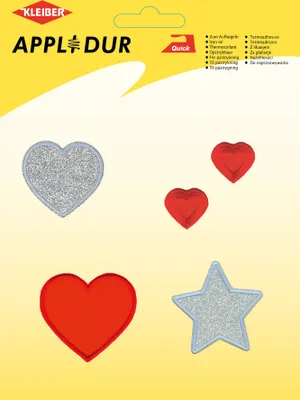 Produktbild von KLEIBER Applikations-Sortiment "Lovley Heart" 5 Motive zum Aufbügeln