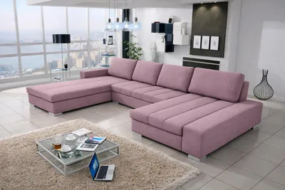 Produktbild von Wohnlandschaft Ecksofa VERONA U – Großzügige Couchgarnitur in U-Form mit Schlaffunktion, Bettkasten und hochwertiger Wellenfederung