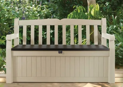 Produktbild von KETER 183978 Eden Bench Ławka zewnętrzna 140x60x84 cm i 265L - Czekoladowy brąz